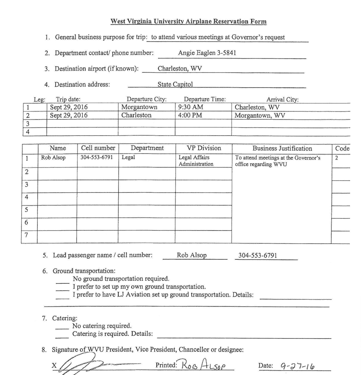 The itineraries for these privately chartered flights are absolutely littered with single-passenger flights (typically Gee or Alsop) from Morgantown to Charleston (a simple 2hr drive) ... with themselves approving their own travel.

Many millions gone just in MGW–CRW–MGW flights.