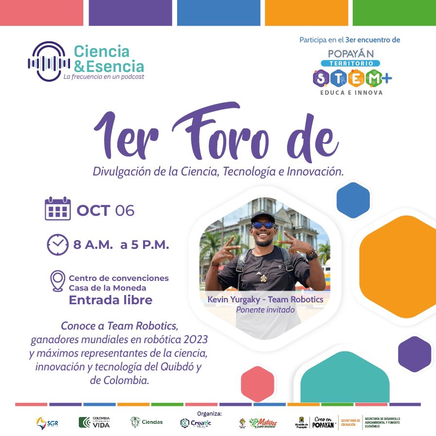 CdtCreatic's tweet photo. Llega a Popayán el 1er foro de Divulgación de la Ciencia, Tecnología e Innovación en el departamento del Cauca. Invita Ciencia&amp;Esencia y la @alcaldiapopayan .

¡Más información, muy pronto!

#cdtcreatic #cienciayesencia #foro #conversatorio #ciencia #territorioSTEM #Popayán https://t.co/sWgQbWaF67