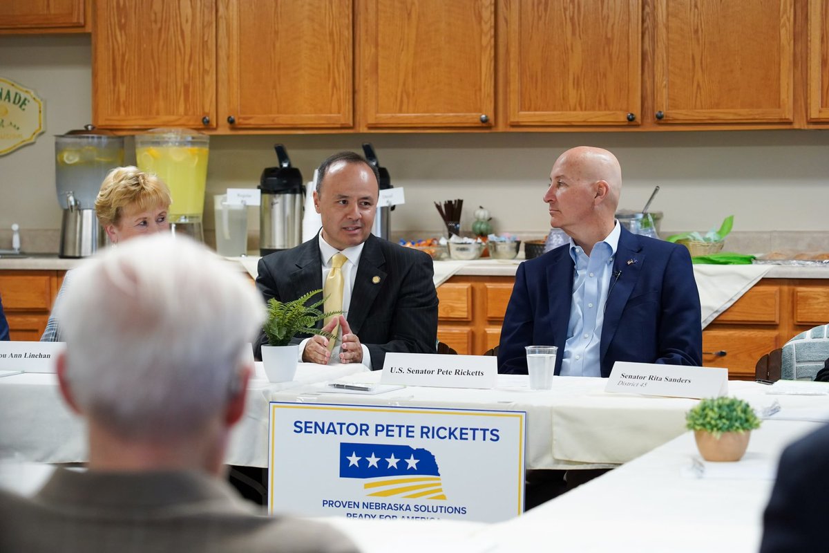 SenatorRicketts's tweet photo. Thank you to Sen. Rita Sanders, @LouAnnLinehan, @tonyfulton &amp; Brett Lindstrom for joining me today to discuss the success of making Social Security benefits tax-free in Nebraska &amp; the need to do the same at the federal level. https://t.co/zj2oKxsgjl