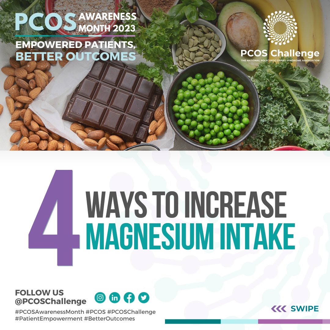 pcoschallenge's tweet photo. #PCOSAwarenessMonth Lifestyle Management Week Tip: Did you know that magnesium can be supportive for managing insulin resistance and inflammation in our bodies? Here are four easy ways to incorporate magnesium-rich foods into your diet.
#pcos #pcosawareness #pcosnutrition https://t.co/ZZyD0dBL6T