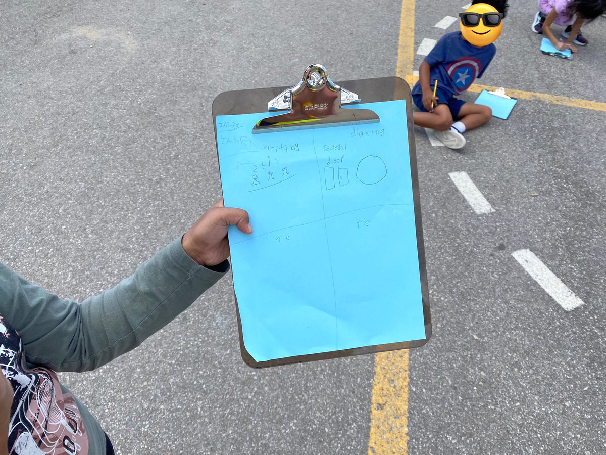 This week in 2-3 we took math outdoors. Students were challenged to draw, write and label the math they could see as we walked around our hardtop and field! <a href="/DesmondHDSB/">Viola Desmond Public School</a> <a href="/HDSBMath/">HDSB Math</a>
