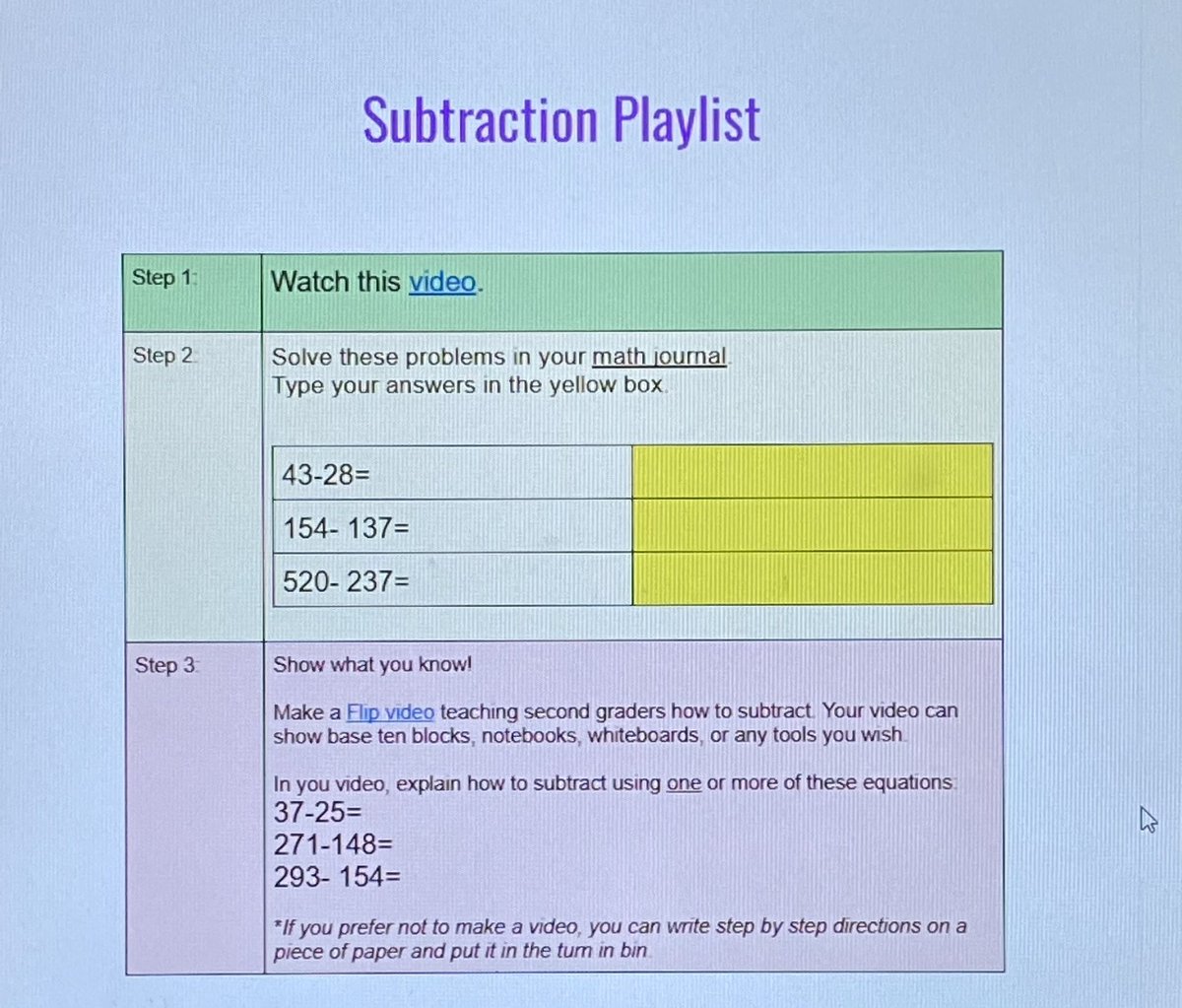 MrsDamskeyFCPS's tweet photo. The class really enjoyed making videos to teach 2nd graders how to subtract! @MiddletownElem #FCPSelemmath https://t.co/IFdT2R8Qrs