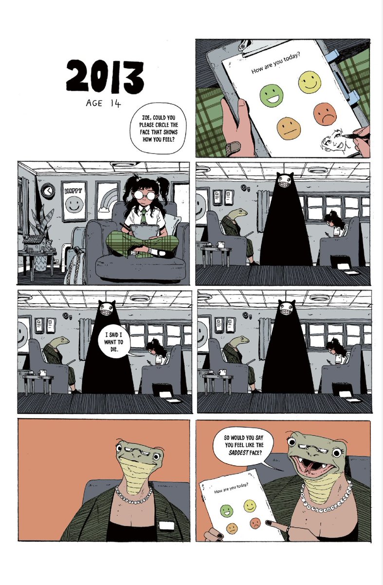 pattonoswalt's tweet photo. I know I’m late to this party but I just picked up @zoethorogood’s graphic novel memoir IT’S LONELY AT THE CENTER OF THE EARTH and read it in one sitting. Blew my eyes and brains back into my skull. Go read this masterpiece AT ONCE. https://t.co/V0ZT2JzZXR