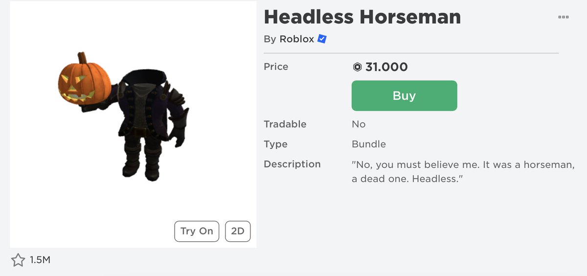 Roblox Headless Horseman rises from the grave and into the Avatar Shop