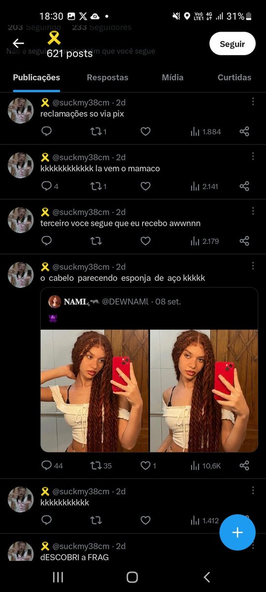 TW: racismo, gordofobia e outros krl

seguinte bora geral denunciar essa bostona aqui q provavelmente deve ter 12 anos em off e ser uma feia do krl que n deve receber atenção dos pais e vem falar merda na internet