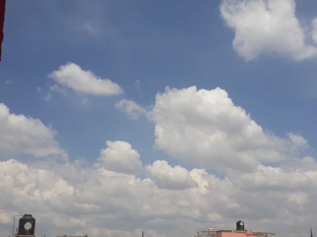 DieMendl's tweet photo. Cuautitlan, Mex.
Hora de observacion: 11:00a.m
Se pueden apreciar Cumulus mediocris que al fondo parecen estar desarrollando un Cumulus congestus https://t.co/oDDzQjEDkM