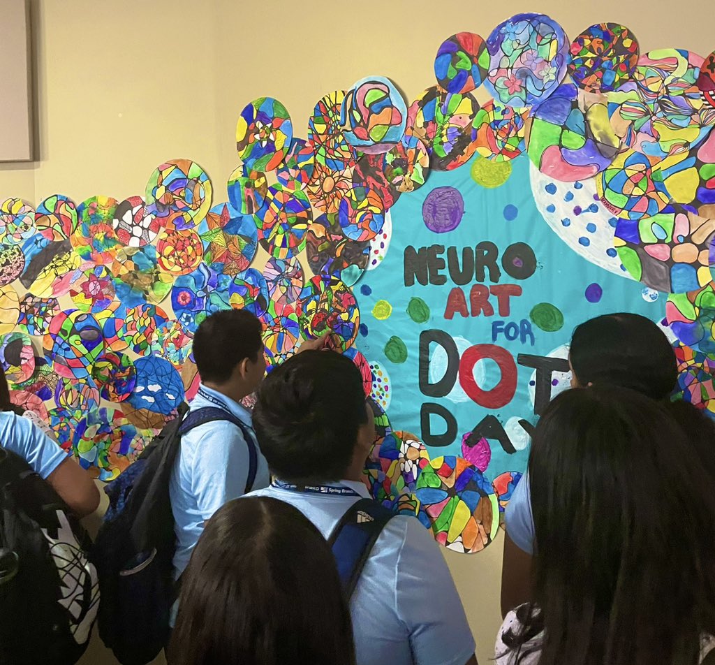 NorthbrookMS's tweet photo. Wow! Love the creativity and courage displayed by our Knights for #InternationalDotDay! Huge shout out to our librarian, Mrs. Baker, &amp; our art teacher, Mrs. Romas, for this fabulous collaboration! Our talent is busting through the seams! https://t.co/NwIzWNbBeb