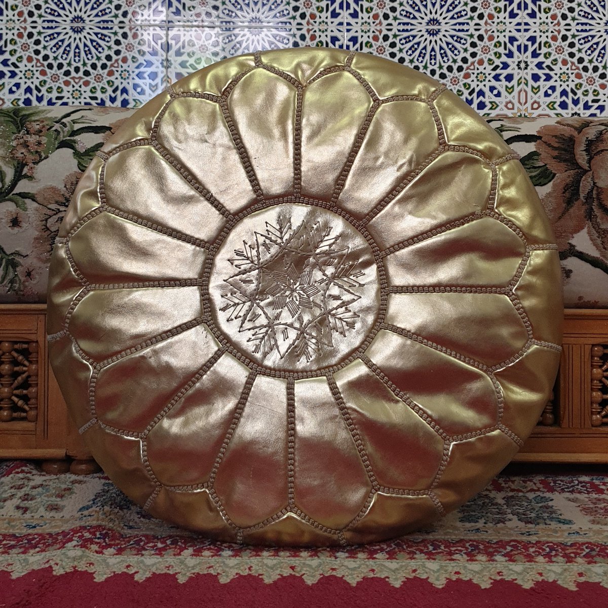 Transform your living space with the timeless charm of Moroccan craftsmanship! 🧡✨ Embrace the beauty of our Handmade Beldi Leather Gold Pouf    etsy.me/3EGhc7v #MoroccanPouf #BeldiLeather #HandcraftedElegance #VintageOttoman @ArgyllSeaGlass #handmade  #Moroccan #Maroc