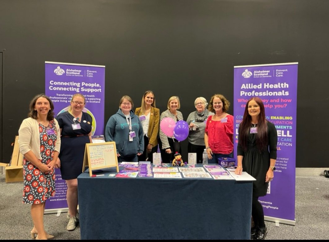 LDMHNPodiatry's tweet photo. Another fantastic Alzheimer Scotland Conference held today in Edinburgh. Members of our SAG were in attendance today, supporting the AHP Dementia stall. Check out @AhpDementia for daily tips. https://t.co/BewgFtrjC8