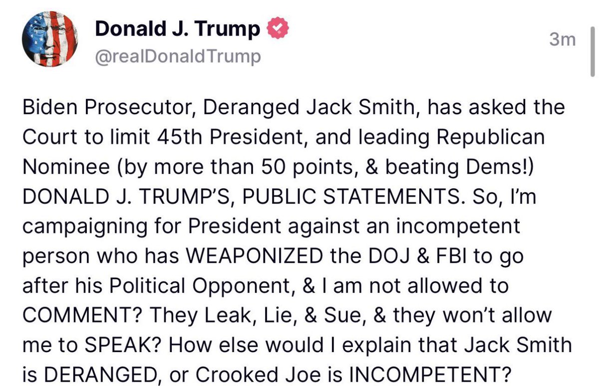 Victorshi2020's tweet photo. This man, who just attacked Jack Smith for issuing a protective order, will be given a national platform on Meet the Press this weekend &amp;, worse, the new anchor of MTP referred to him as “MR. PRESIDENT.” Great job, NBC. https://t.co/MIGe4lBuLd