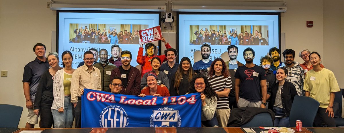 😎 GSEU Albany had a wonderful turnout for our first member meeting!!! Great start for our #LivingWage campaign in this bargaining year 🎉 Grad workers stand w <a href="/UAW/">UAW</a> #StandUpUAW