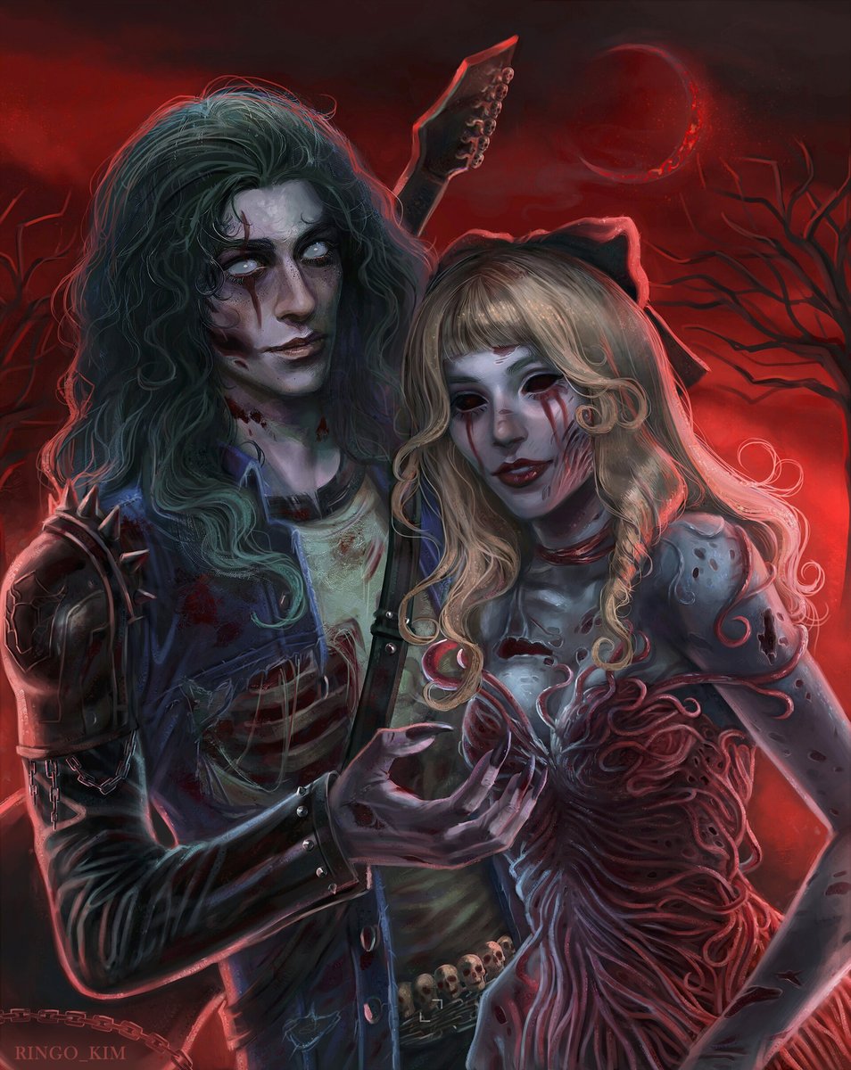 Eddie the Undead Vampire General and Chrissy 
the Corpse Bride of the Underworld !💀🥀🖤  

#eddissy #HellCheer #ChrissyCunningham #StrangerThings4 #digitalart #artgallery #art #drawing #illustraton #darkfantasy #painting