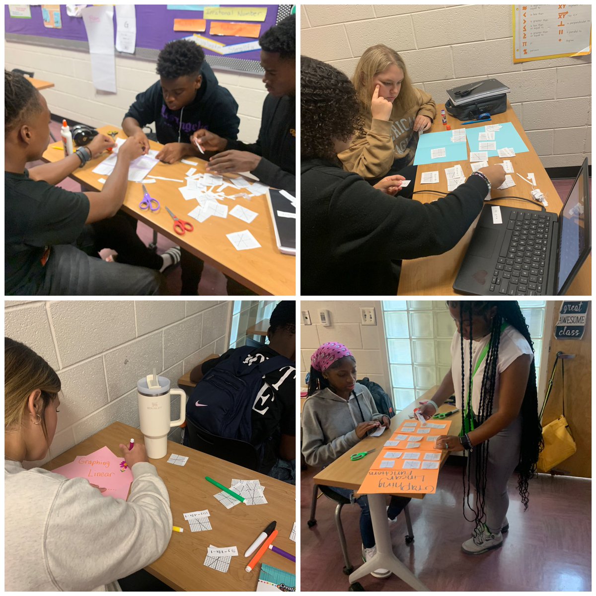 onealmath's tweet image. Late post: Geometry students used connecting bars to master Unit 2: Geometric Constructions and Proofs. Algebra I students are actively engaged in class and using their Anchor Charts and foldables. #InteractiveNotebooks #Cardsorts #DataTalks #Manipulatives #WinningforKids