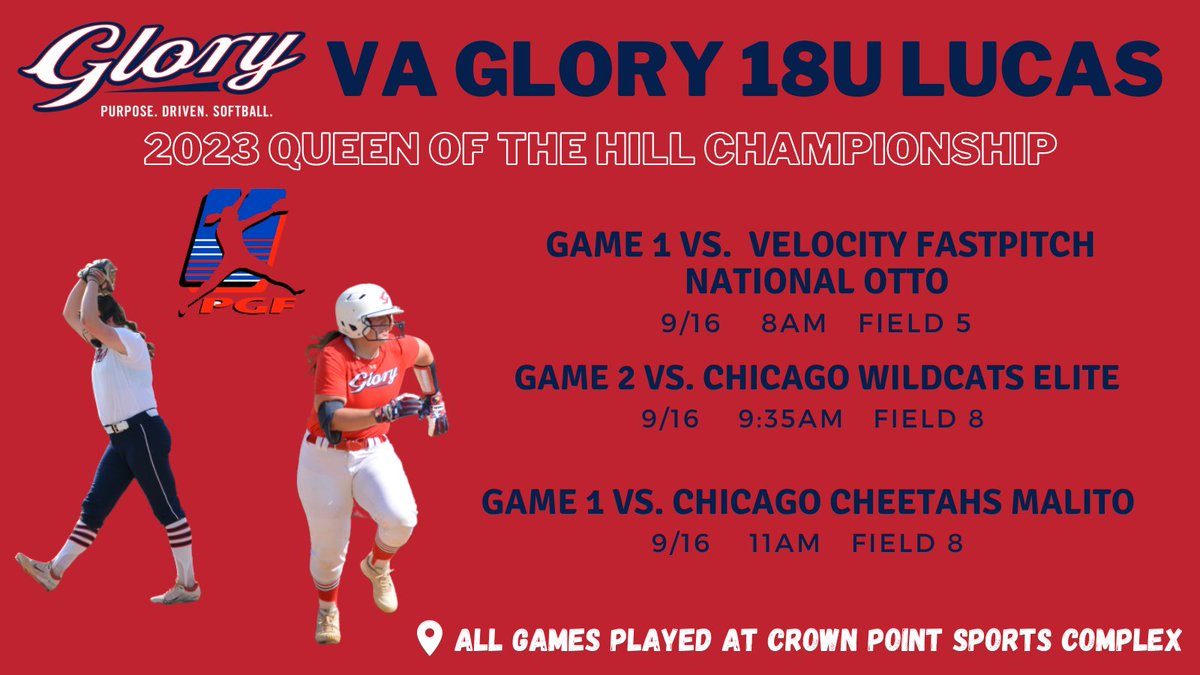 Schedule Drop ⬇️⬇️
📍Crown Point, IN
Looks like a great weekend of softball, see you there! 
#allgutsallglory