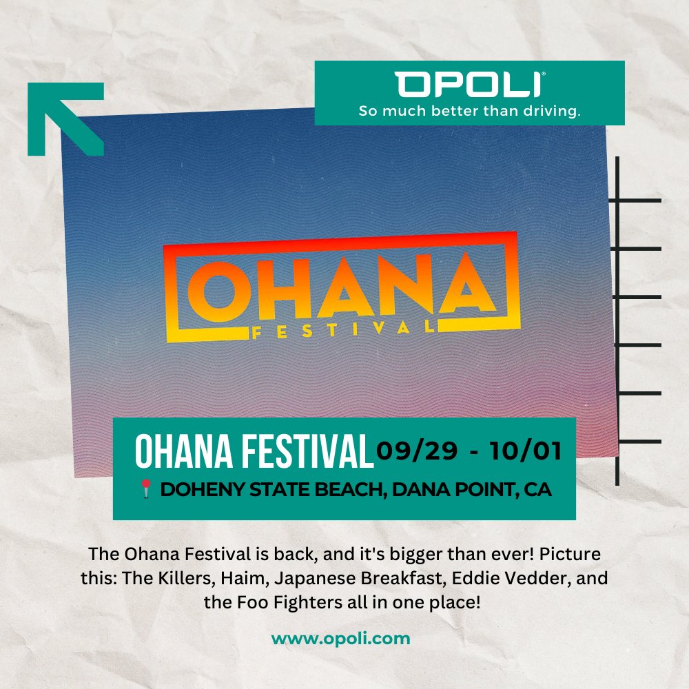 Opoliapp's tweet photo. 🎵 LA's September Beats are in full swing! Catch Ed Sheeran, Ohana Festival, Coldplay, and the Arctic Monkeys live. Book your ride with Opoli today and save 20% on roundtrips. Let's rock it! 🎶

 #LAConcerts #OpoliRides #SeptemberBeats #EdSheeran #OhanaFestival #Coldplay https://t.co/d2iSAsTrjC