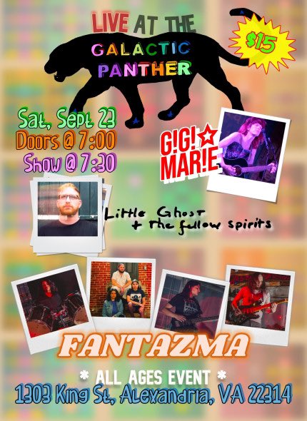 gigimarie_music's tweet photo. You deserve a NIGHT OUT!! 🎉

Come rock with us @PantherGalactic , Saturday evening Sept 23rd. No need for a babysitter, all ages welcomed! 

Only $15!! No excuses accepted!! 🥰

Who's playing?? 🤔
@gigimarie_music , @littleghostatfs AND @fantazmadc 
Can’t wait to see u! 
✨🖤✨ https://t.co/5yQL9my3Z7