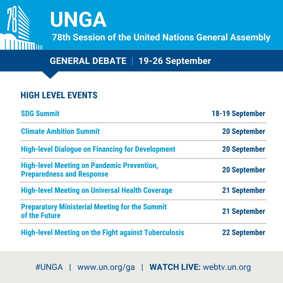 World leaders will come together next week at #UNGA to seek solutions to some of the main challenges facing humanity. See what's on the agenda: un.org/en/high-level-…