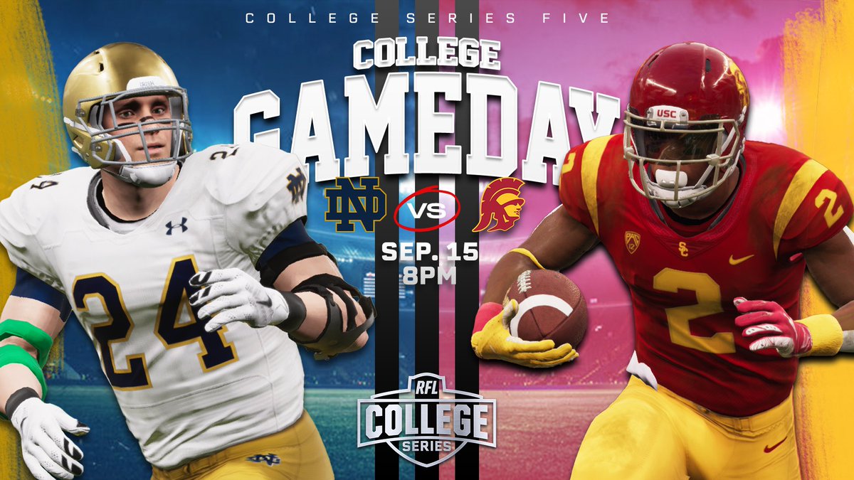 RFL_Sim_League's tweet image. Two teams with rough starts but currently on hot streaks clash tonight at 8pm ET on YouTube! Tune in as #8 USC host #12 Notre Dame at the Colosseum! Who Ya Got?

#RFL #CollegeSeries #CS5 #Week7 #GameDay #NotreDame #FightingIrish #USC #USCTrojans #CollegeFootball #NCAAFootball