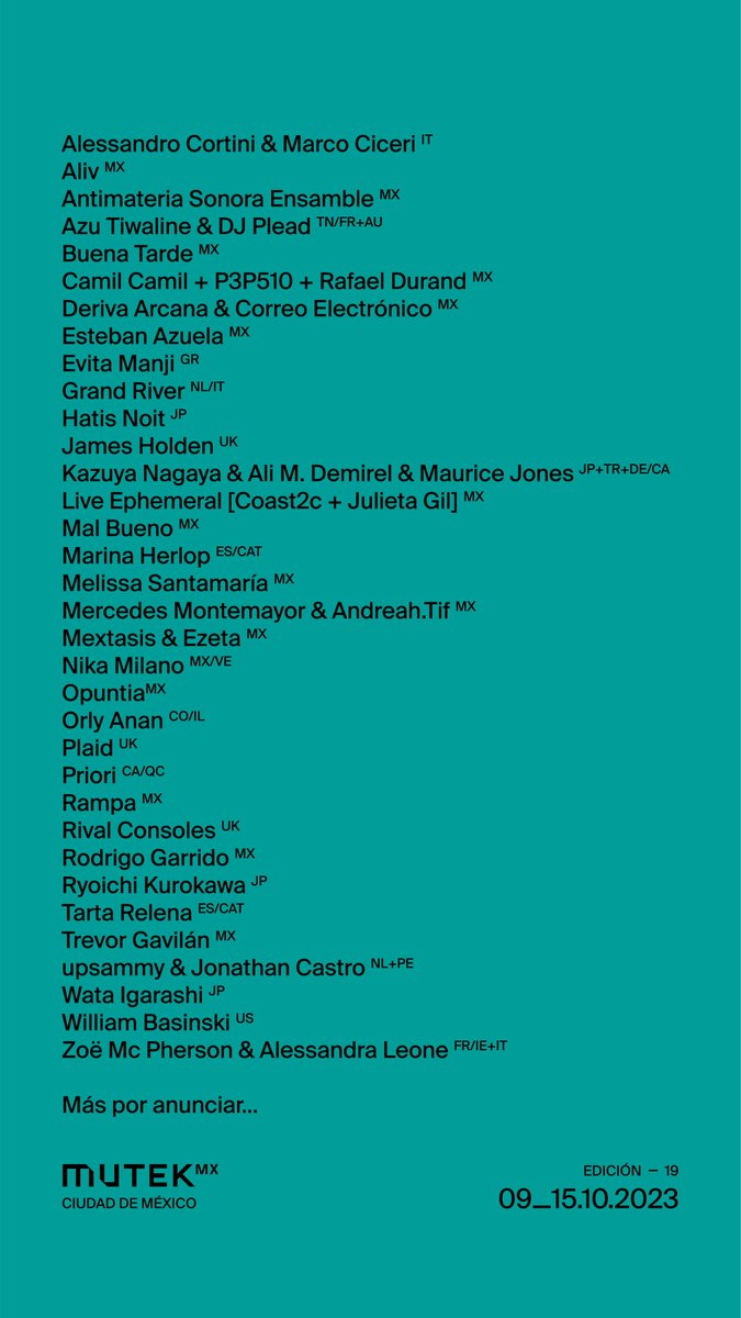 TENGO BOLETOS PARA MUTEK México, a precio INSIDER: 
Pasaporte: $2740 mxn.
Nocturne 360: $1,710 mxn.
A/Visions 2: $940 mxn.
Sí les interesa alguno, mandeme DM para comprar.

O me pueden ayudar con un RT para que llegue a la persona que le interese.