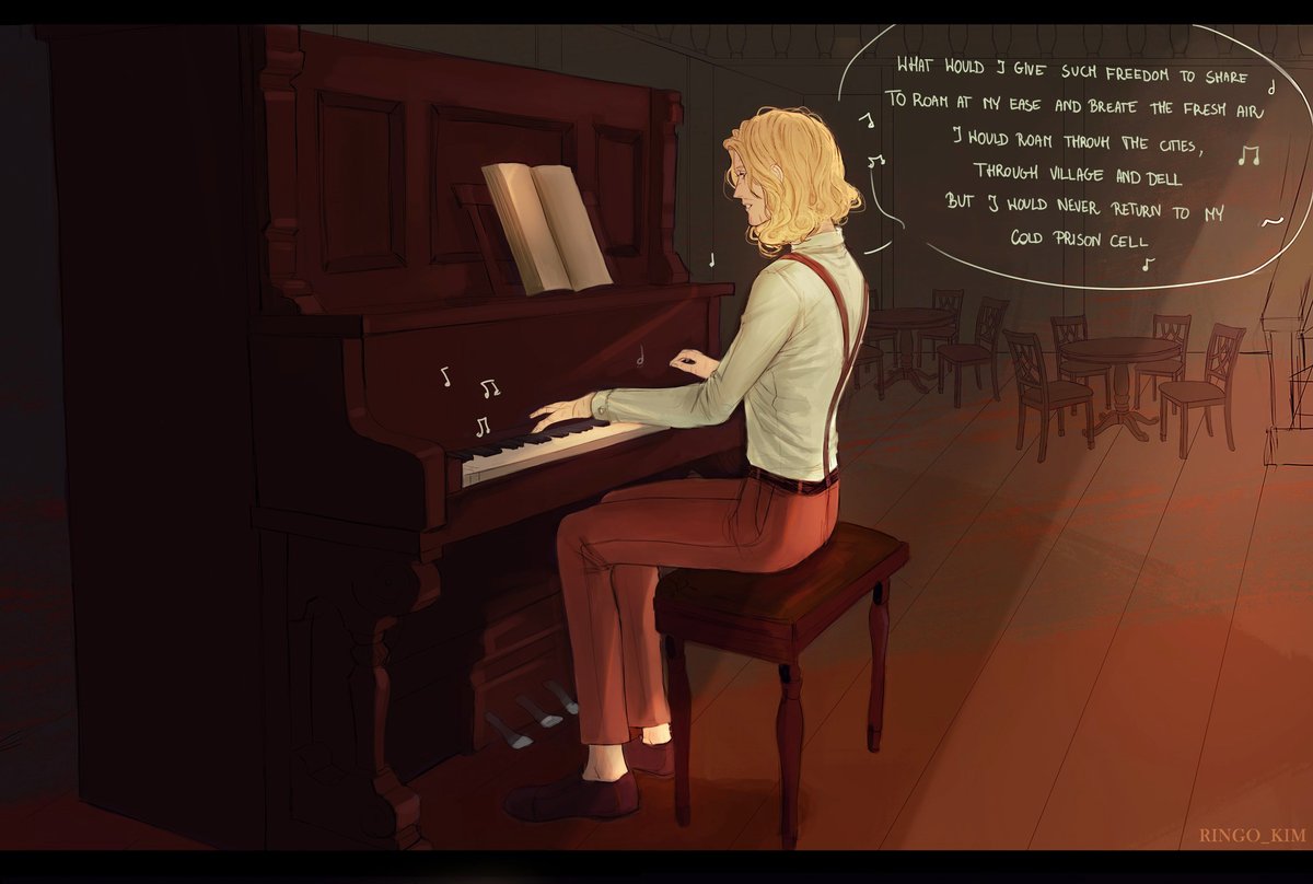 An old sketch of Markus playing the piano &amp; singing.
#digitalart #artgallery #art #drawing #anime #2dart #sketch #illustration #originalcharacterart #digital #darkfantasy