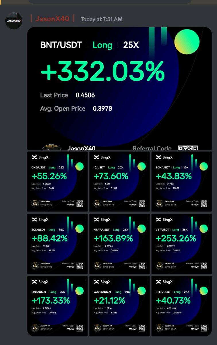 X40Jason's tweet image. 📈🤑 Incredible Profits Alert! 🚀

Take a look at the impressive profits being made by our members in my Discord server! It&apos;s a testament to our community&apos;s success and trading expertise. Join us to be a part of this winning team! 💰💎 #ProfitAlert #Discord #TradingSuccess #free