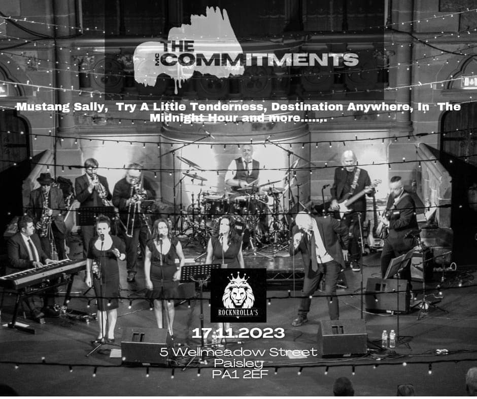 Upcoming show @Rocknrollas2019 in Paisley. 
17th November ispyevents.bigcartel.com/product/the-mc…
#mccommitments #paisleysoul #scottishsoul #thecommitments #liveinpaisley #paisley #paisleybuddies #soul #mustangsally