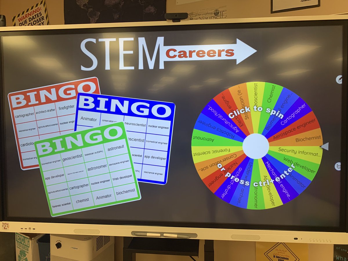 STEMagillPSMS's tweet photo. Now that we are in the swing of this year, Beginning STEM @palmspringsms began โFuture Fridaysโ by introducing our STEM careers projects. Today the #STEMrays played bingo to decide which careers we would be exploring this year & learned how to research them properly. https://t.co/RxTJbZxPbe