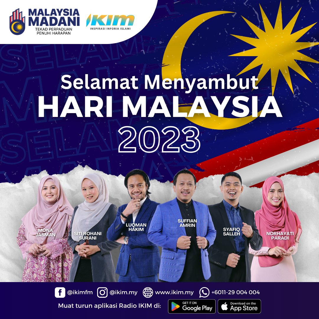 ikimmedia's tweet photo. Selamat menyambut Hari Malaysia 2023 kepada seluruh rakyat Malaysia.
#harimalaysia #hariMalaysia2023 #radioikim #ikim #ikimfm https://t.co/XLjAXs5FrR