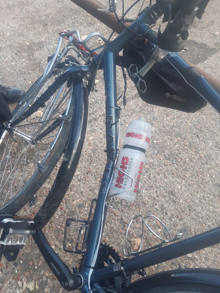 G_0_PEK's tweet photo. Slight mishap on Boxley hill. Bike and helmet total write off. I got away with cuts,bruises and soft tissue damage but ,no broken bones.
Helmet saved me from life changing injury today.
6 hours in A&amp;E though. https://t.co/hG9v60PJFa