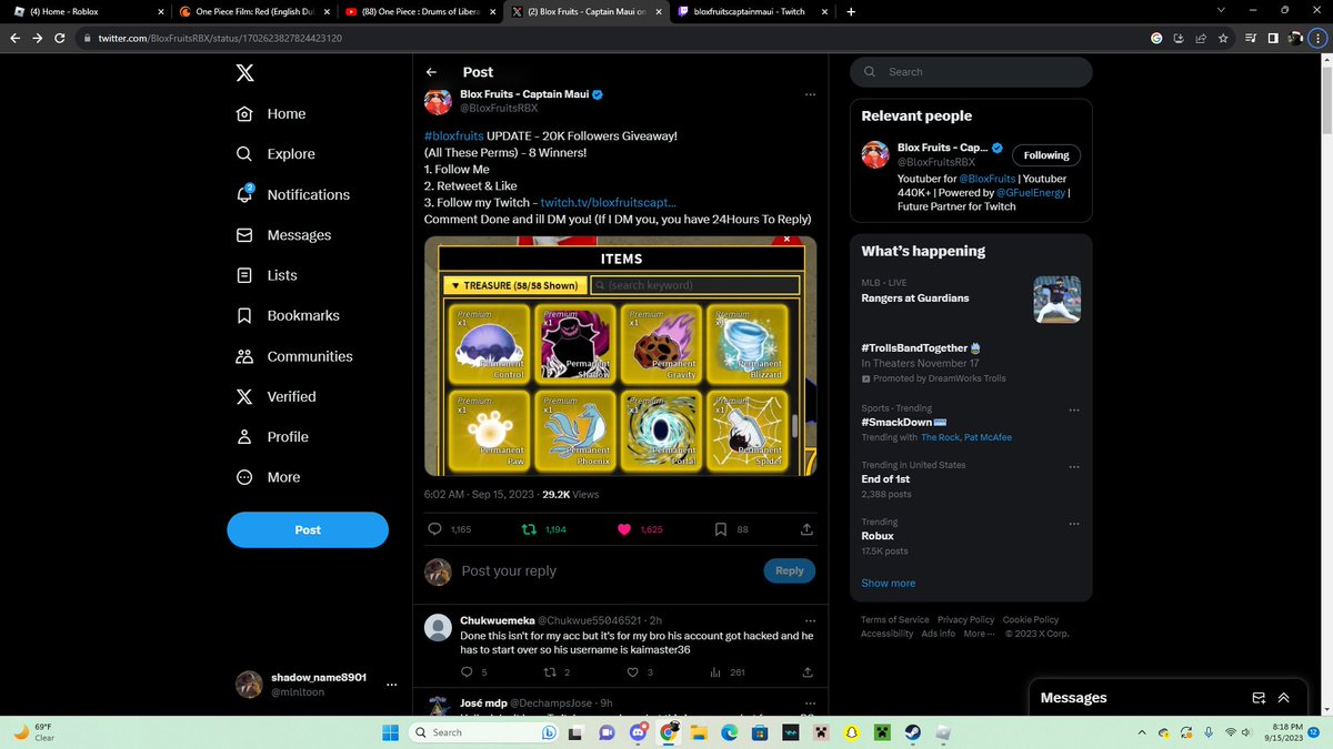 mlnltoon's tweet photo. @BloxFruitsRBX done i do hope i win i dont have any perms sadly https://t.co/uZnwCkpN8A