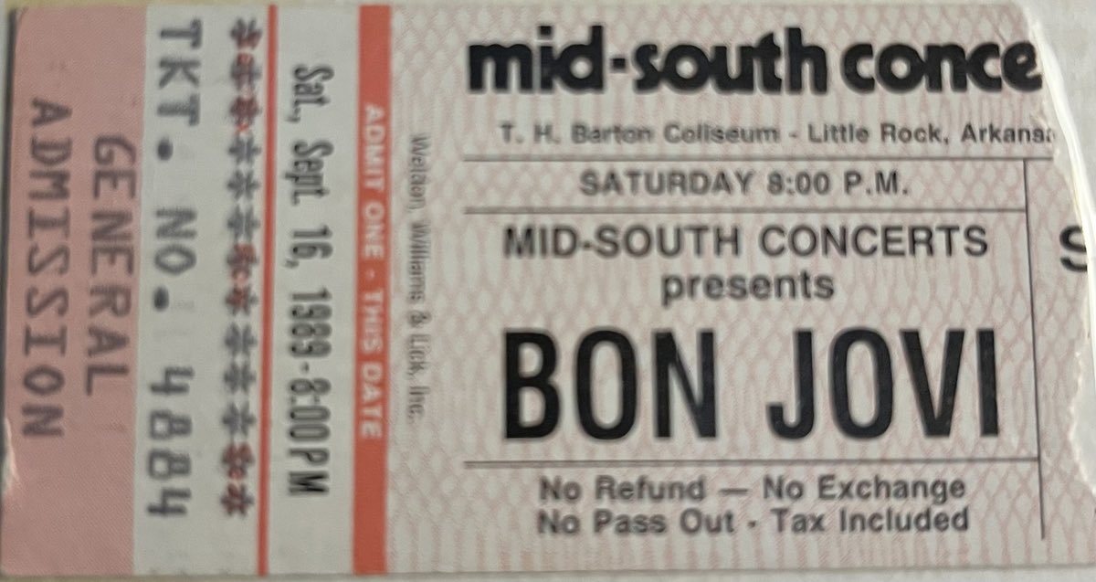 Bon Jovi 1989年Milton Keynesライブチケット半券 Bon Jovi 1989