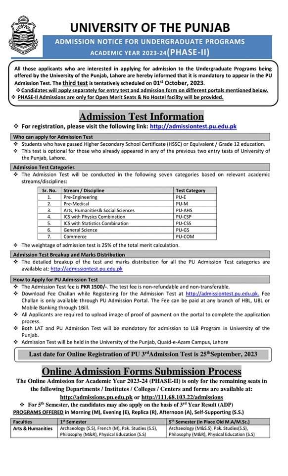 zyousaf10's tweet photo. University of the Punjab have opened admissions to fill vacant merit based seats in selected undergraduate programs. Please hurry up to apply. 
https://t.co/3YA7kzSQvv https://t.co/LN6VyppMS2