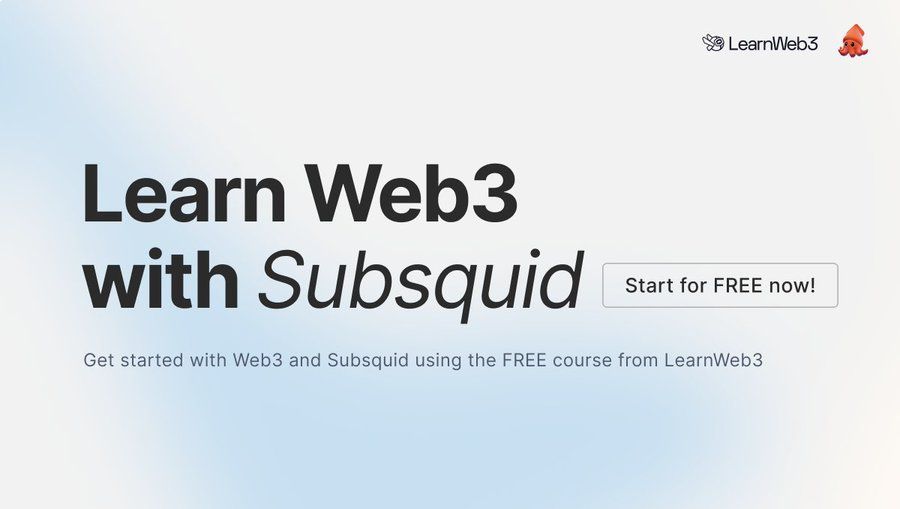 helloSQD's tweet photo. Only have a few minutes... that's OK!

We've been working with @LearnWeb3DAO to create easy-to-consume content for our busiest community members.

Get started with Subsquid in five minutes or less here: https://t.co/yxkq3wwjx5 https://t.co/t6tRjVBGSA