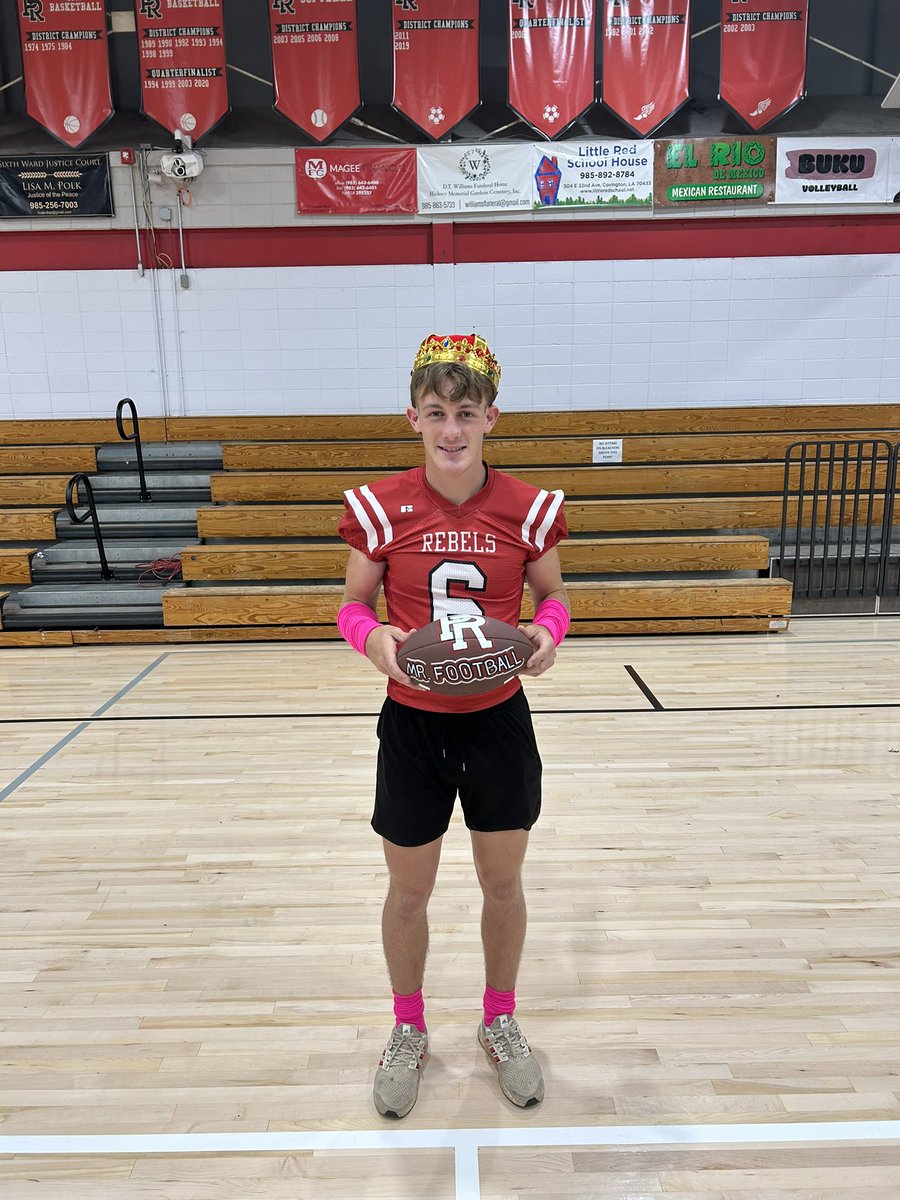 My boy was crowned “Mr. Football” The students got it right and picked the most selfless player. 9th - CB, 10th - All District Safety, 11th - Safety/OLB/DE, and 12th - QB! Plus he led the team in their devotion today! #servantleader #teammate #deserving #humble