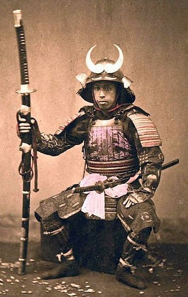 Samurai wearing armor, late 1800s