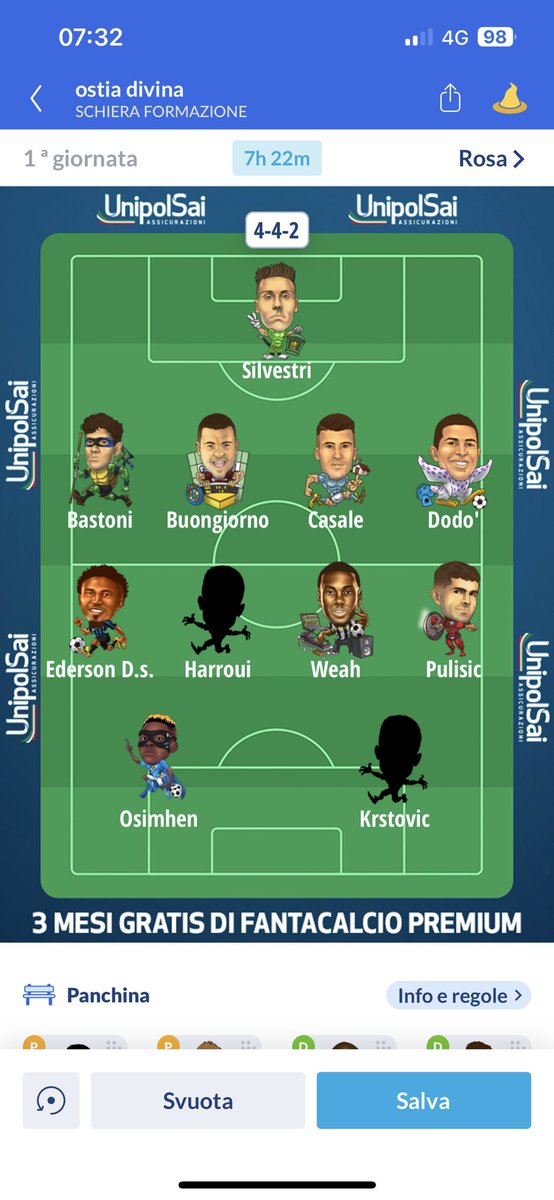 filippo_mila's tweet image. Prima giornata di #Fantacalcio #LegheFc #lrstovic #osimhen #immobile #vlahovic #berardi