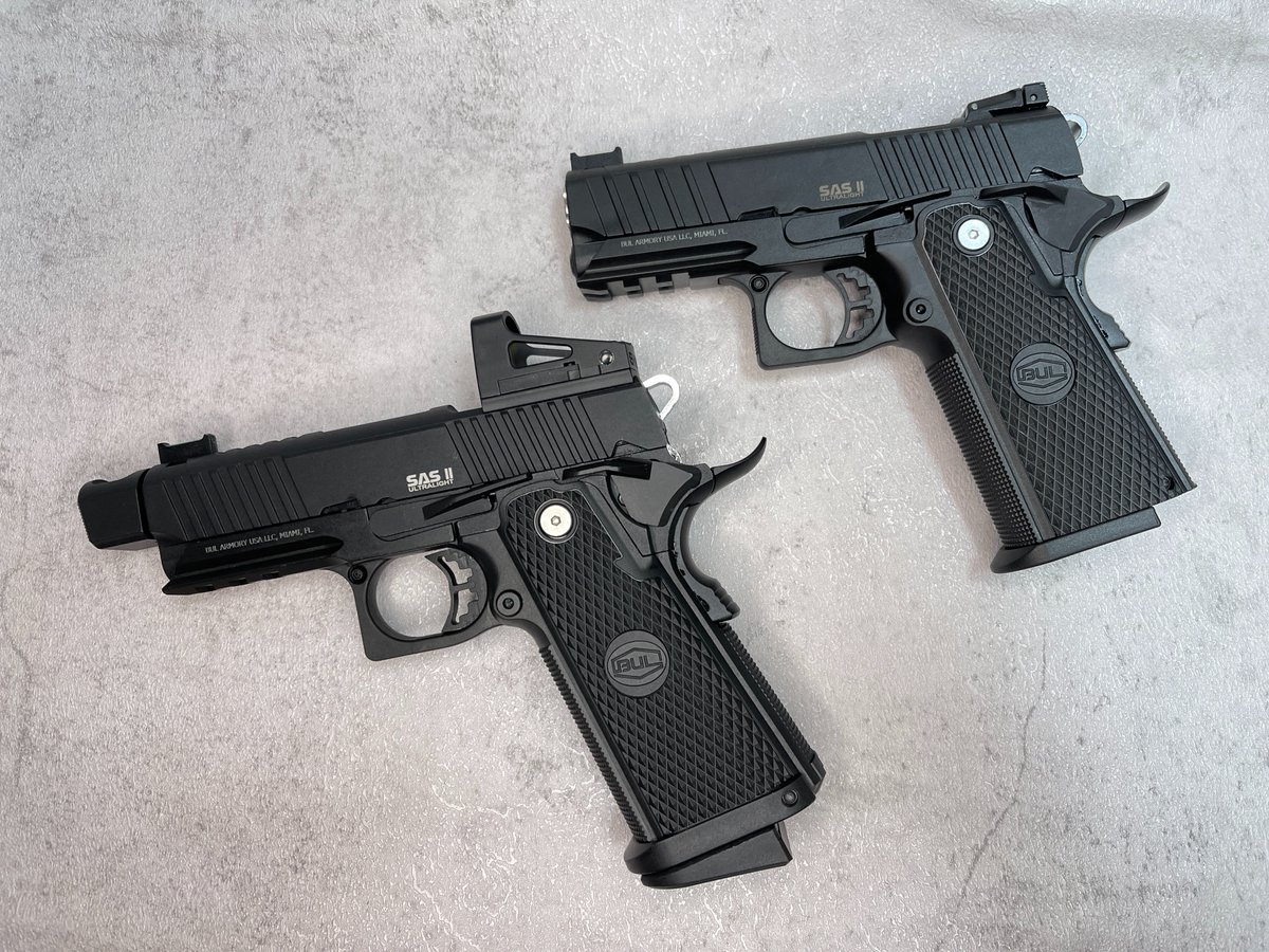 MGASHOPSINKIBA's tweet photo. BUL SASⅡ Ultralight GBB ハンドガン
ブラック アイアンサイトモデル/ドットサイト搭載モデルが新木場店にも入荷しました。
トリガー・グリップセフティがブラック仕様となっております。
初回小数なのでお早めに。
新木場店でお待ちしております。
#BUL #SAS2 #GBB #ハイキャパ #Co2 #樹脂スライド https://t.co/7ok2ELbHCS
