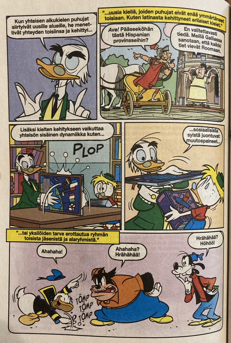 Aku Ankan taskukirjassa 524 (5/2023) popularisoidaan #kielentutkimus​ta.