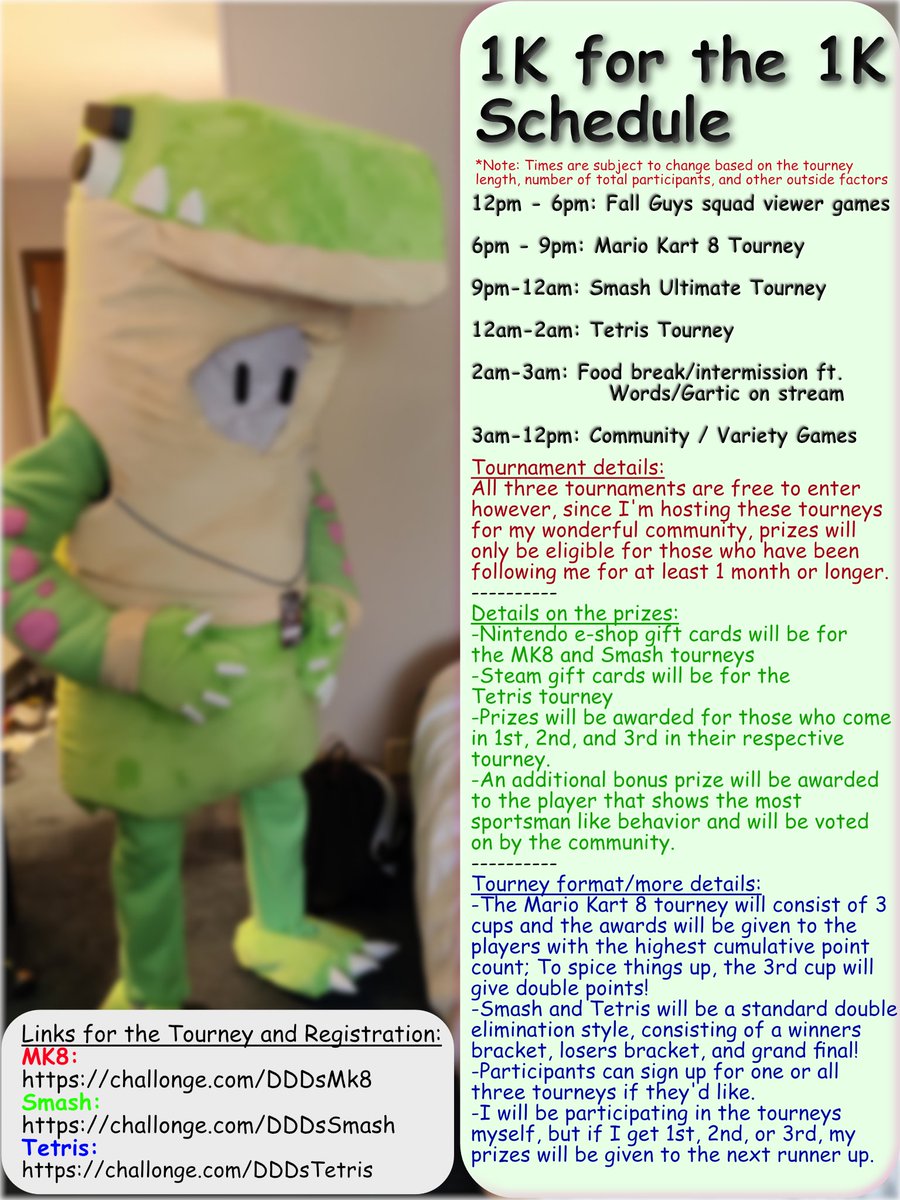 Hey everyone, just as 1 last reminder, I'll be hosting some tourneys tomorrow during my 24hr stream! Registration is still open and it is free!