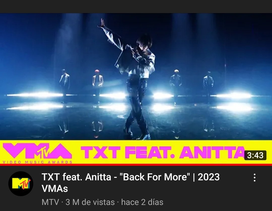 Car_lovesong's tweet photo. Llegamos a 3M! Recuerden intercalar el mv con la presentación de los VMAs! #TXTatVMAs #VMAs
https://t.co/jfAfIPIcoa
BACK FOR MORE IS OUT NOW
#BackForMore #TXTxAnitta #TOMORROW_X_TOGETHER https://t.co/08CgV3yYkh