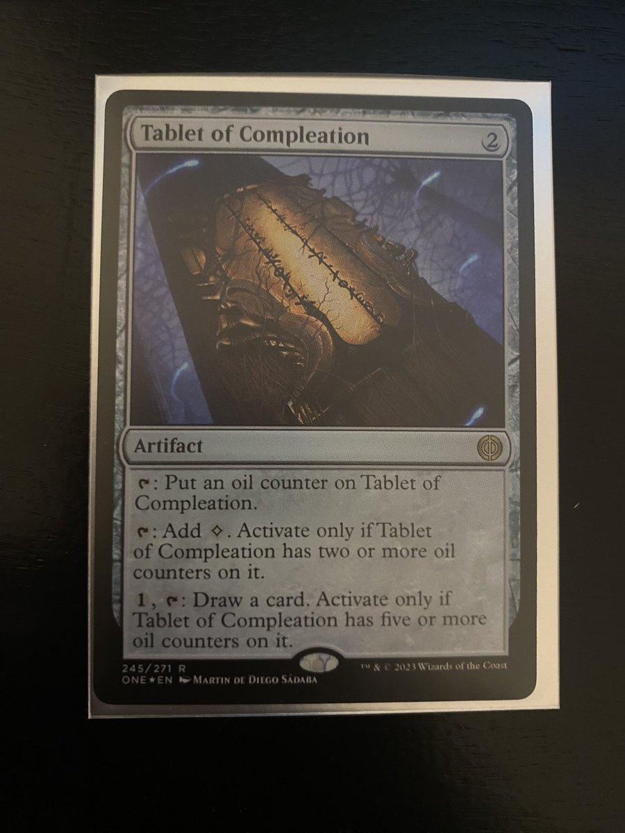 kardempire1's tweet photo. Tablet of Compleation
#MagicTheGathering 
#MTG 
#mtga
#mcminneapolis 
#magiccon
#mtgphyrixia https://t.co/vXYYMTeO45