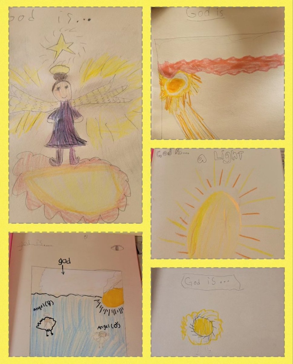 MsOwensCardinal's tweet photo. Always one of my favourite things to start our year together. God is.... Love how each of the Grade 4s see God in their own unique way. ❤️ @JSCardinals @WCDSBReligion https://t.co/EIdn6d5N9r