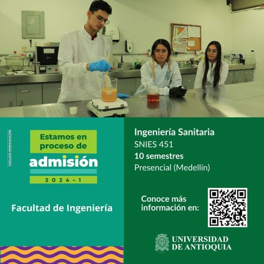 FIngenieriaUdeA's tweet photo. 👇#IngenieríaUdeA Estudia Ingeniería Sanitaria en la U de A

👉 Conoce sobre esta ingeniería: https://t.co/Ui8HzTvMhO

🔴Recuerda que estamos en proceso de admisión para el 2024-1: https://t.co/hI4x4TPap8 https://t.co/B72N0toWWa