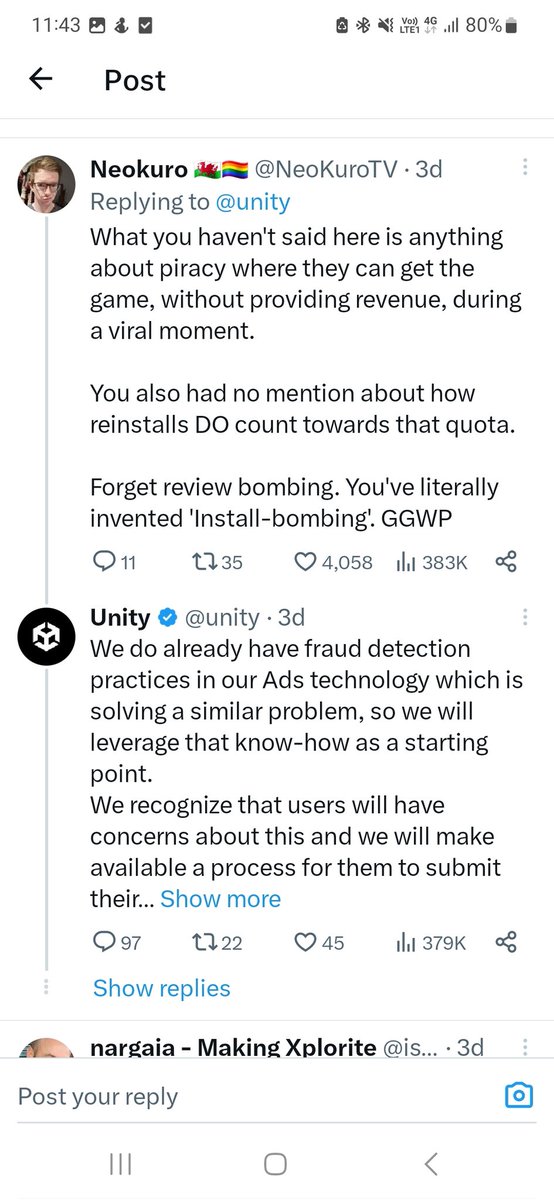 Tazza_B's tweet photo. @unity Every single response you're just copy-pasting the same answer! Why would anyone believe you've even read a single one?! Absolute dumpster fire! https://t.co/EenlfzEiyu