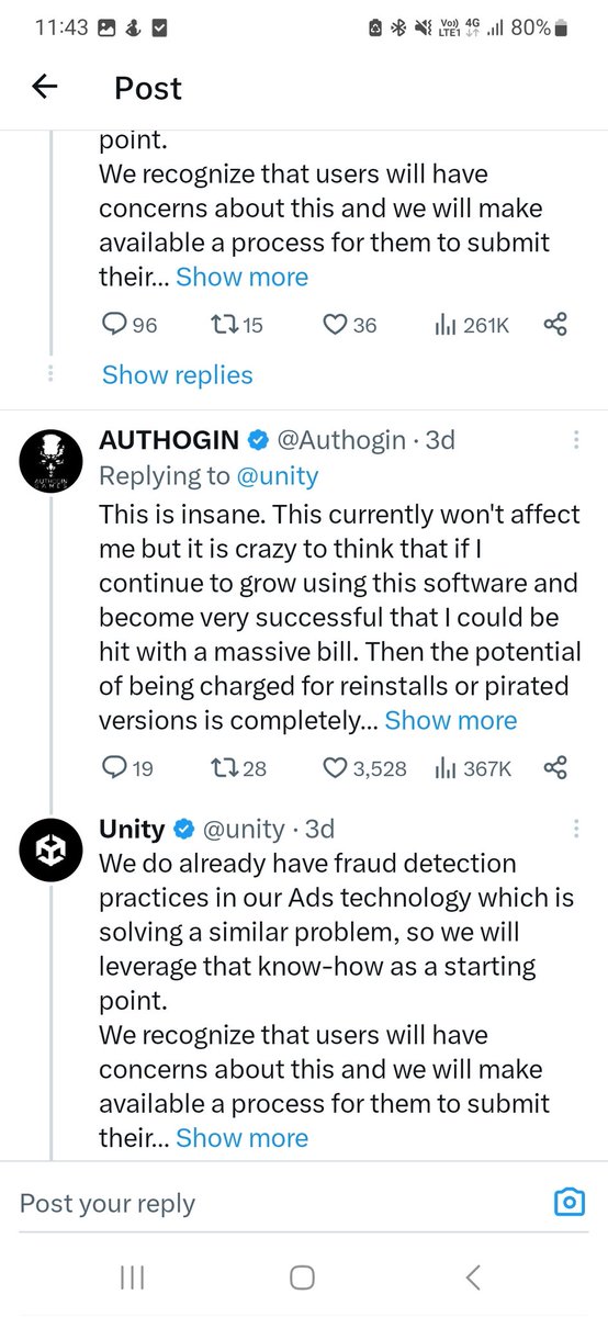 Tazza_B's tweet photo. @unity Every single response you're just copy-pasting the same answer! Why would anyone believe you've even read a single one?! Absolute dumpster fire! https://t.co/EenlfzEiyu