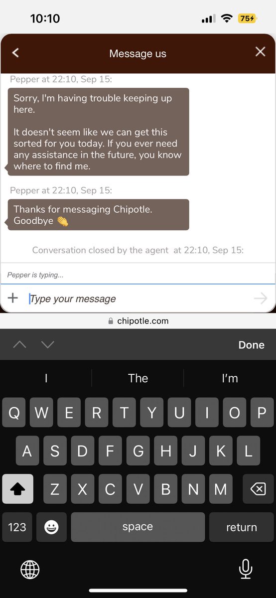 SupSarahBear's tweet photo. When you are just trying to get a refund and the bot won’t give you one…. @ChipotleTweets https://t.co/RQTJoJ5LcM