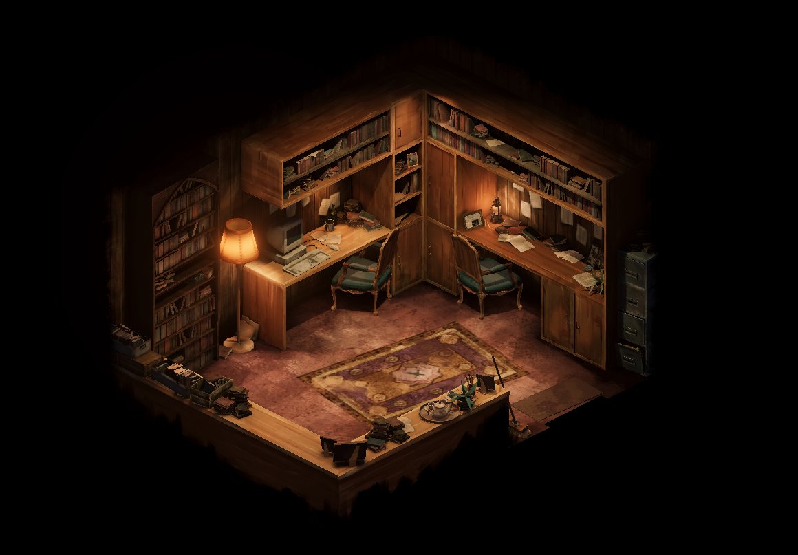 DropBearBytes's tweet image. As we're a couple months from launching @BrokenRoadsGame, we wanted to show how far the art has come in just a couple years. This is the same interior in 2021 vs 2023. #screenshotsaturday