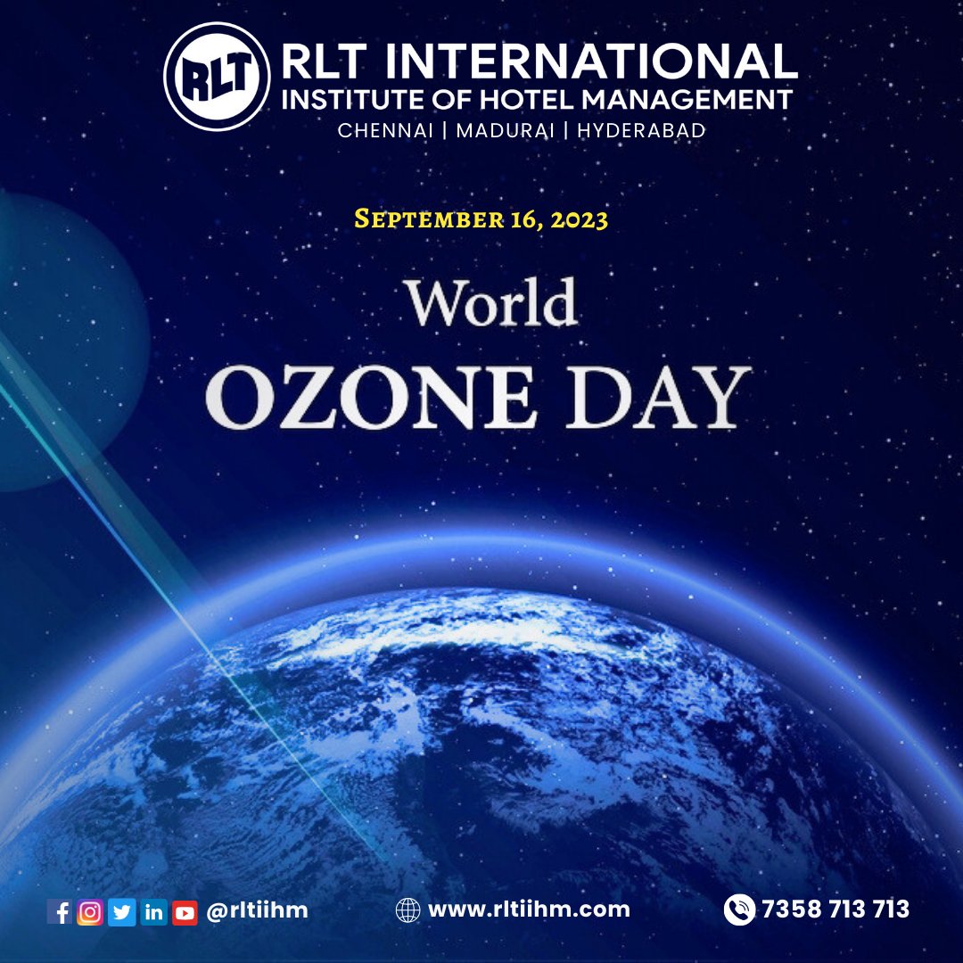 🌍🌿 On World Ozone Day, let's unite to protect the shield of life - our precious ozone layer. Together, we can make a difference in safeguarding our planet's health and future. 🌞🛡️ #WorldOzoneDay #OzoneProtection #EnvironmentalGuardians #rltiihm #hotelmanagement