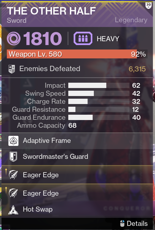 Please keep double Eager Edge <a href="/Bungie/">Bungie</a> <a href="/DestinyTheGame/">Destiny 2</a>  everything that gives damage can go but speed doesn't hurt anything in the game.