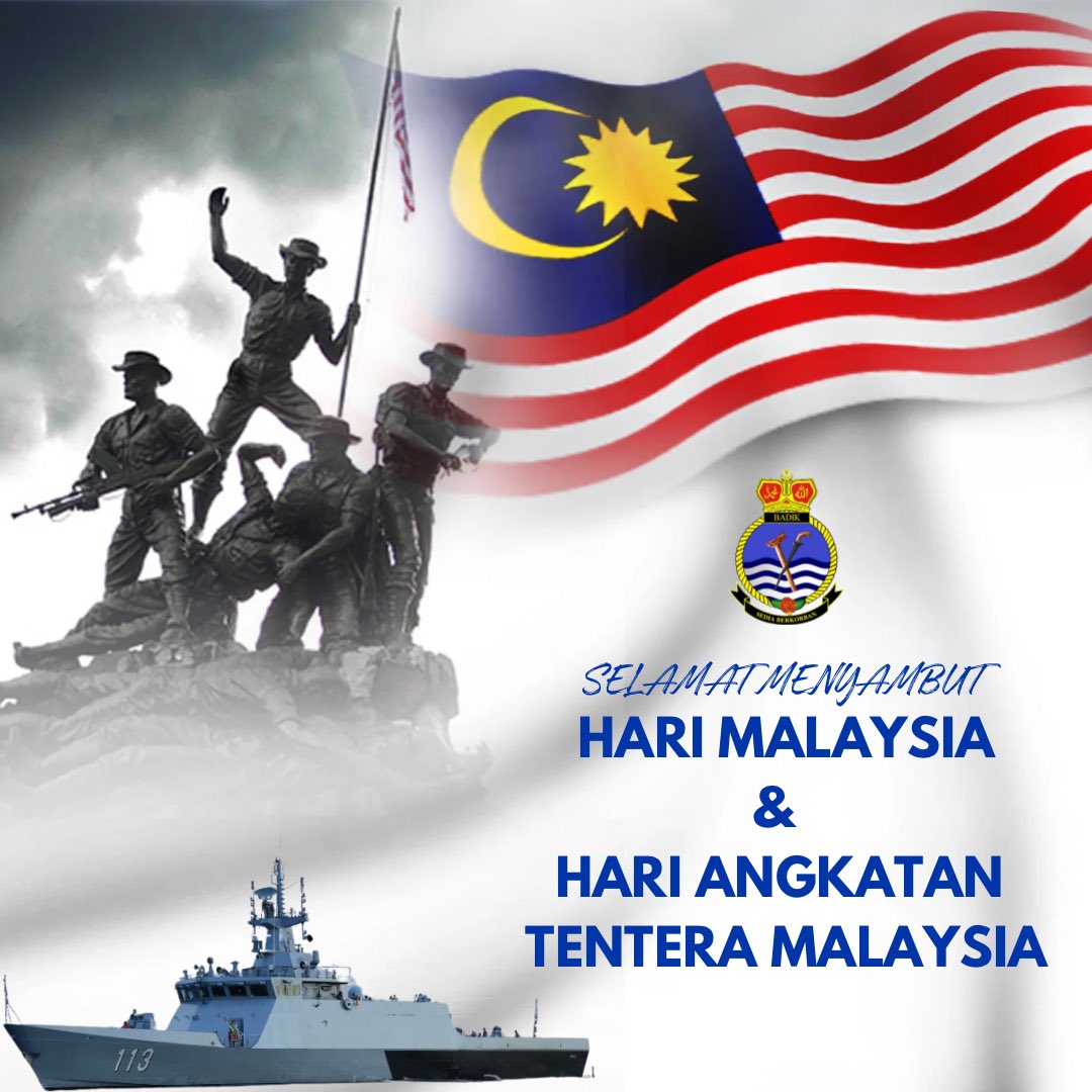 LMS_113's tweet photo. Pegawai Memerintah dan seluruh warga KD BADIK mengucapkan Selamat Menyambut Hari Malaysia dan Hari Angkatan Tentera Malaysia Ke-90.
#kdbadik113
#devotedtoexcellence https://t.co/oAGY2Rkb6i